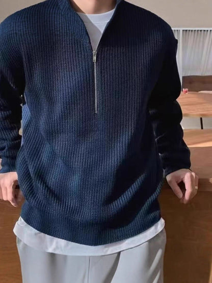 Strickpullover Reißverschluss Kragen Bequem Stilvoll