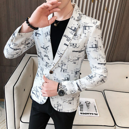 Herren Blazer Modern mit Grafik Design Elegant Schlank