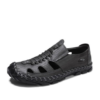 Herren Sandalen Leder Offen mit Riemen Sommer