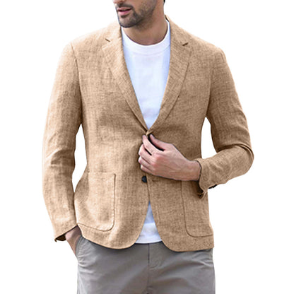 Herren Blazer Leinen Optik Strukturiert Elegant