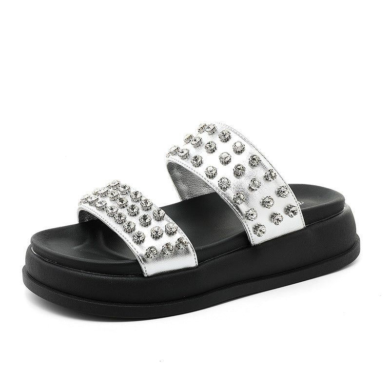 Damen Strandsandalen Glamourös mit Kristallsteinen