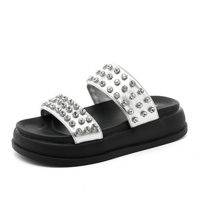 Damen Strandsandalen Glamourös mit Kristallsteinen