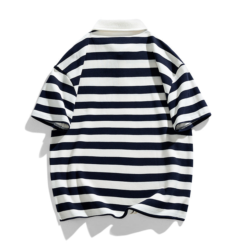 Herren Poloshirt Breitgestreift Hochwertig Baumwolle