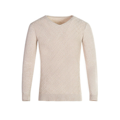 Herren Pullover V-Ausschnitt Struktur Muster Trendig