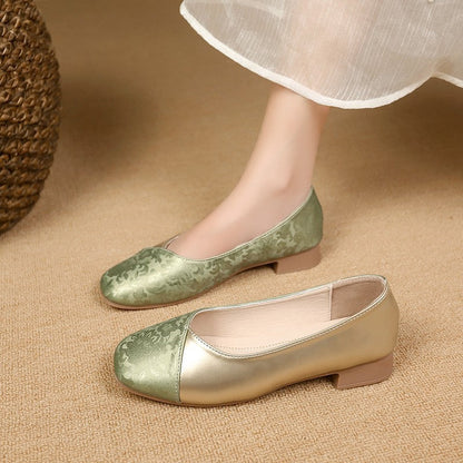 Damen Ballerinas Elegant Metallic Floral Design