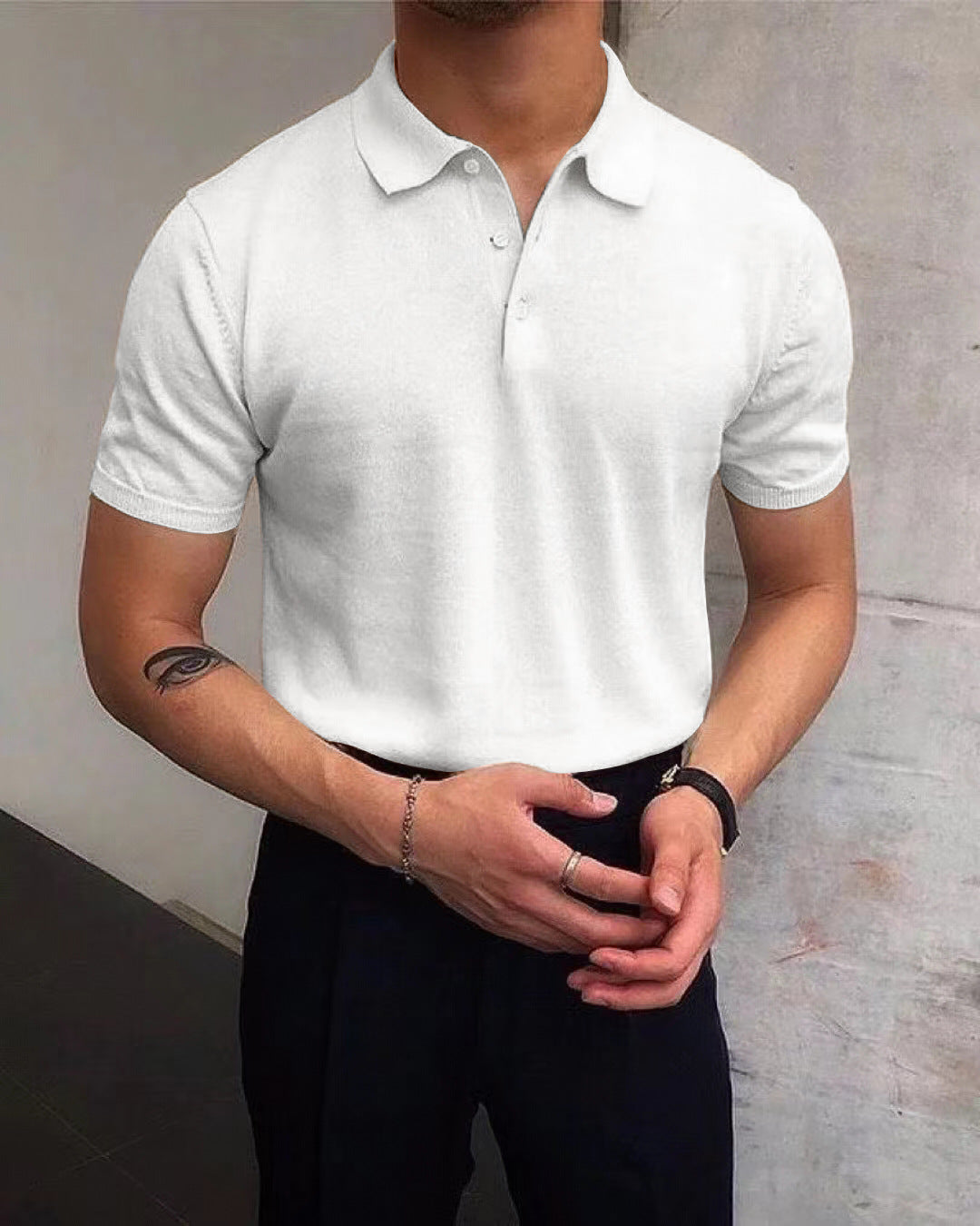 Herren Polo-Shirt Atmungsaktiv Elegant Kragen Baumwolle