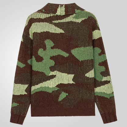 Herren Camouflage Jacke Hochkragen Strickjacke Modern