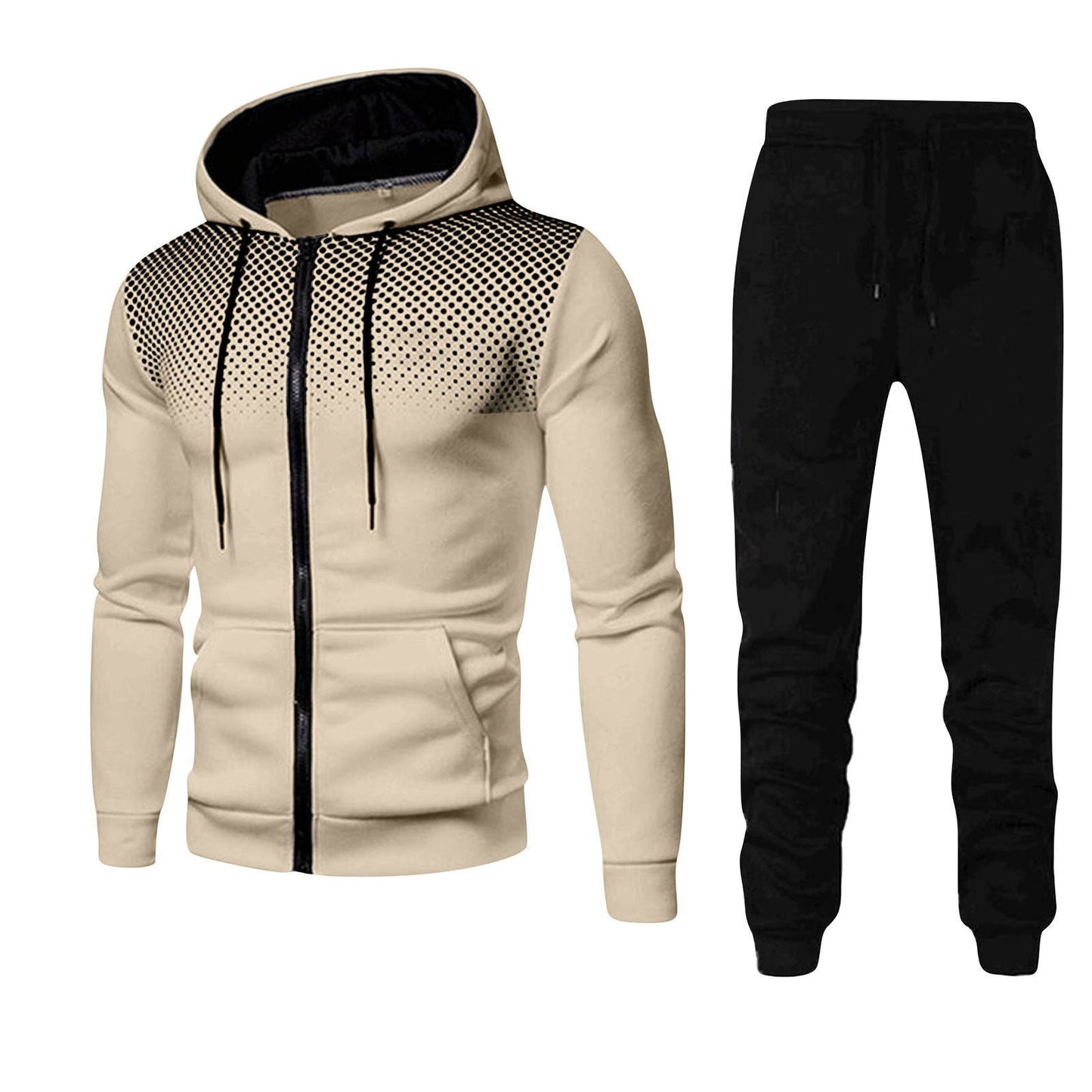 Herren Sport Outfit Set Jogginghose Kapuzenjacke Schwarz