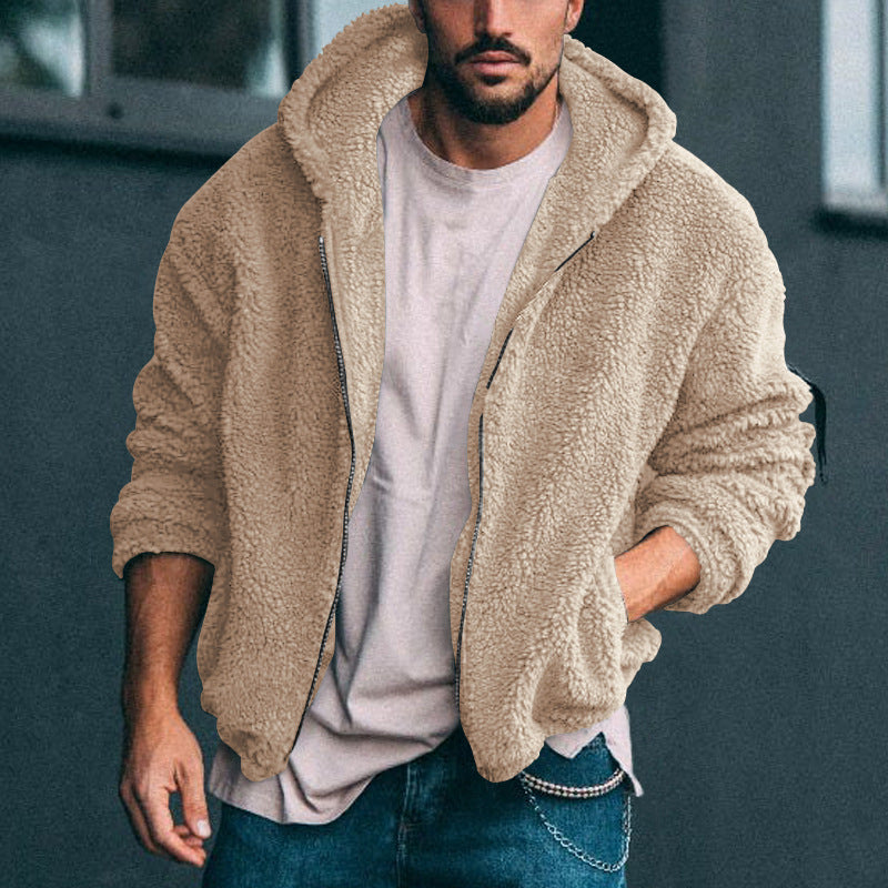 Herren Fleecejacke Weich Kapuze Warm Outdoor