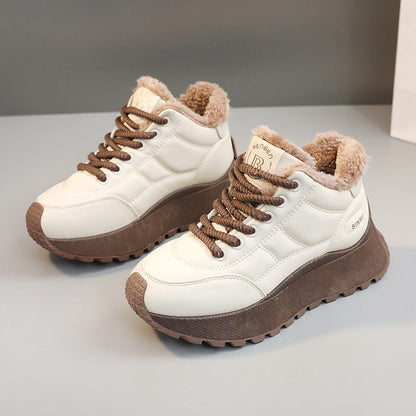 Damen Sneaker High-Top Gefüttert Rutschfest Weiße Turnschuhe