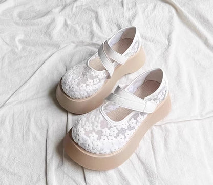 Damen Ballerinas Floralmuster Weiches Leder Komfort