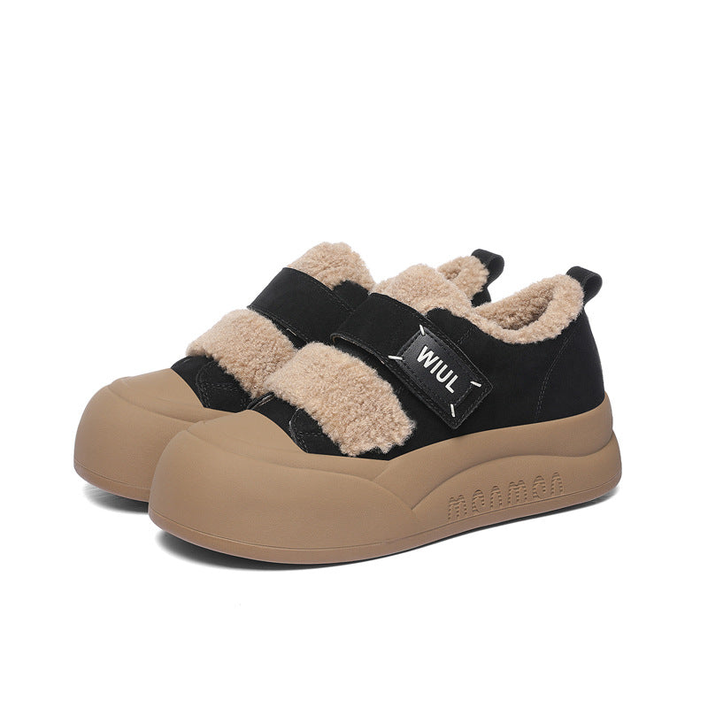 Damen Sneaker Modisch Warm mit Klettverschluss