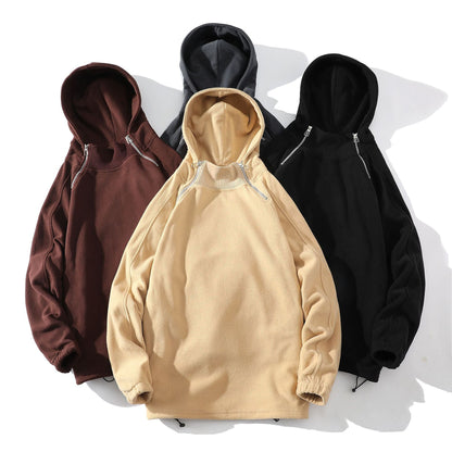 Herren Fleece Hoodie Reißverschluss Hoher Kragen Warm - BerlinGlamour