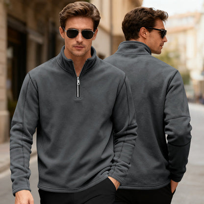 Herren Fleecepullover Kurz Reißverschluss Warm Modern