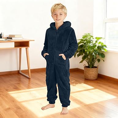 Fleece-Overall mit Kapuze Unisex Warm Kuschelig