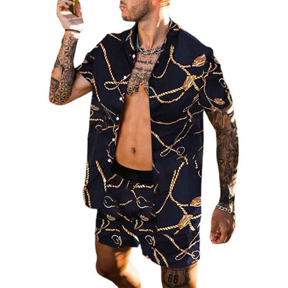 Herren Strand Set Kurzarm Freizeit Sommer