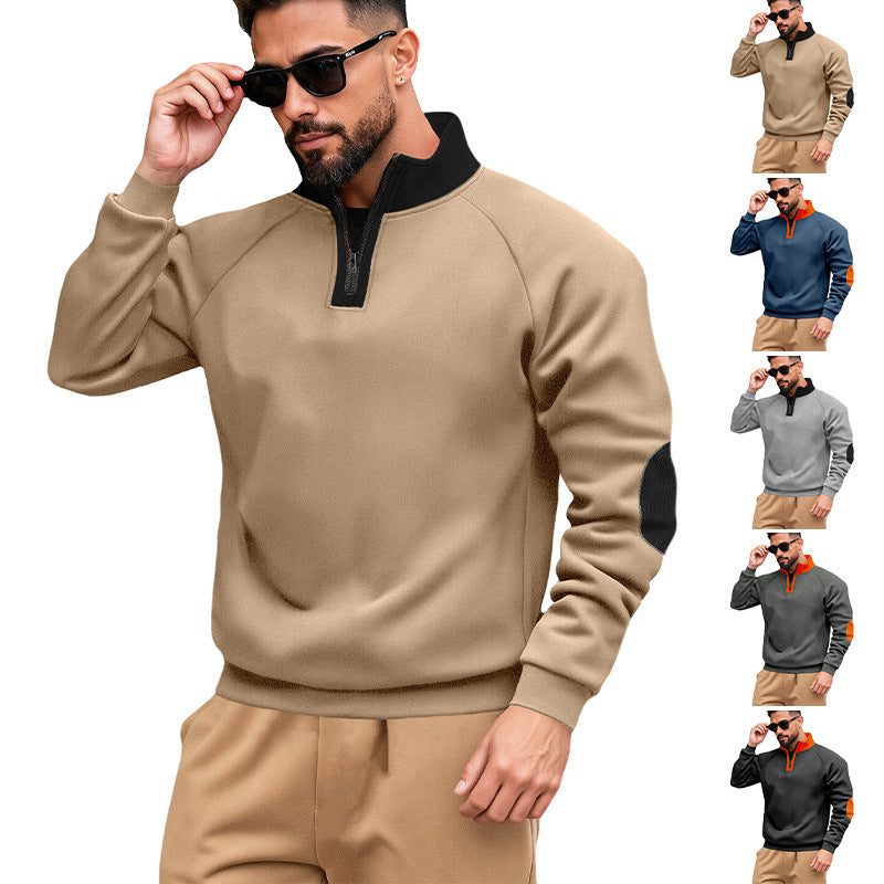 Herren Fleece Pullover Kapuzenpullover Modern Kontrast