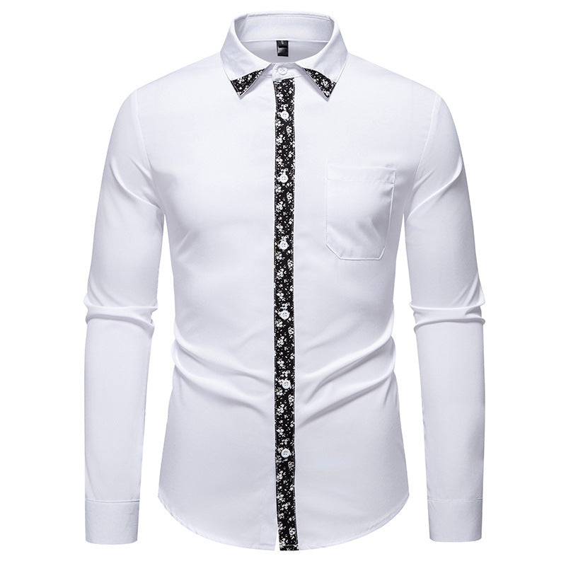 Herren Hemd Blumenmuster Elegant Knopfleiste Modern