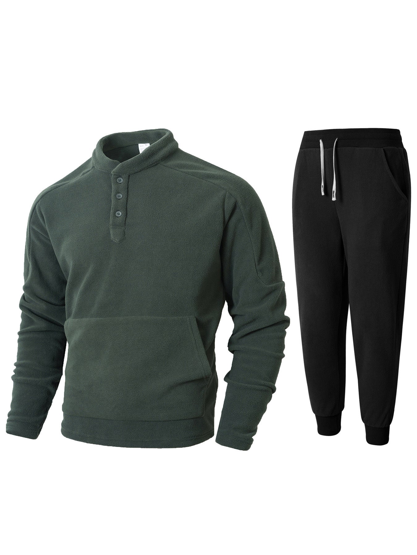 Herren Sweatshirt Fleece Warm mit Kragen und Taschen