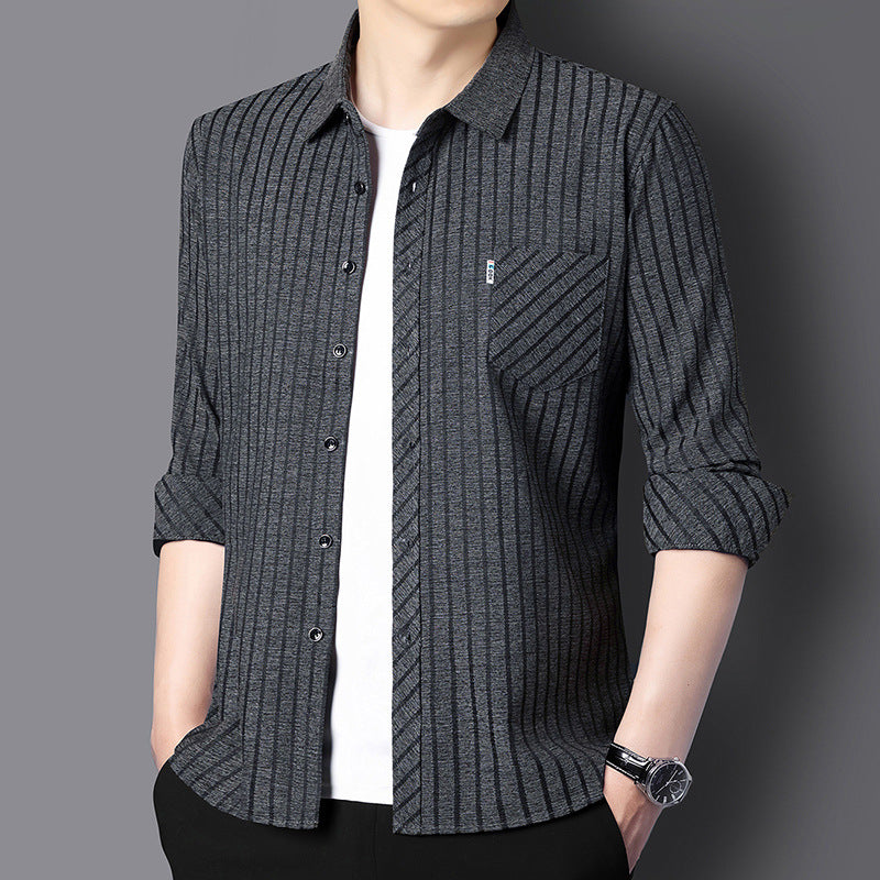 Herren Langarmhemd mit Streifenmuster Modern Style