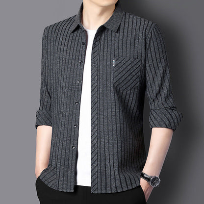 Herren Langarmhemd mit Streifenmuster Modern Style