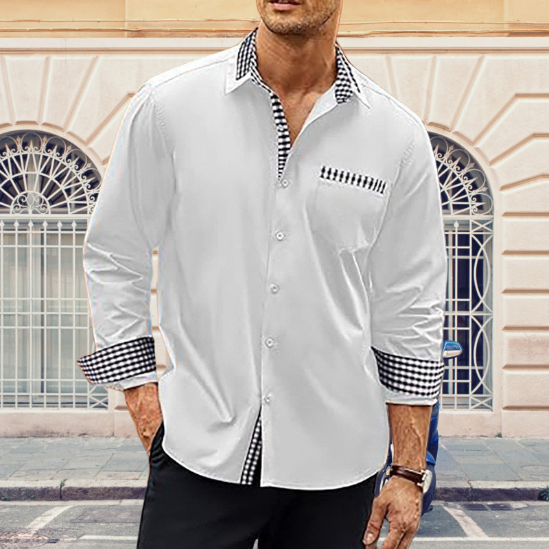 Herren Hemd Langarm Karo Muster Modern