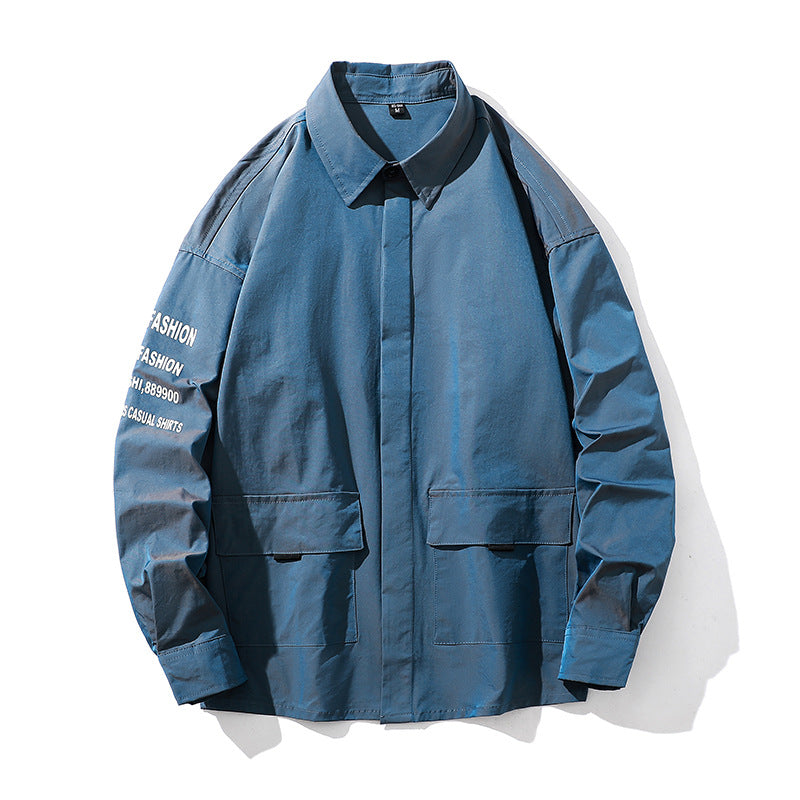 Herren Hemdjacke Lässig Mit Print Detail Modern