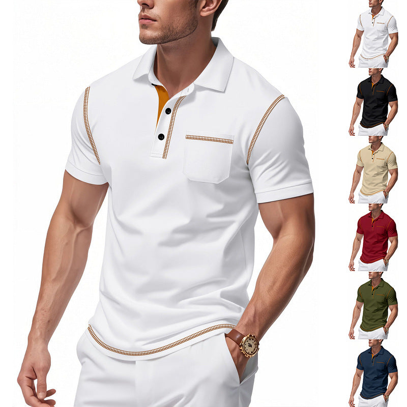Herren Poloshirt Modern Henley Kragen Kontrast Akzente - BerlinGlamour