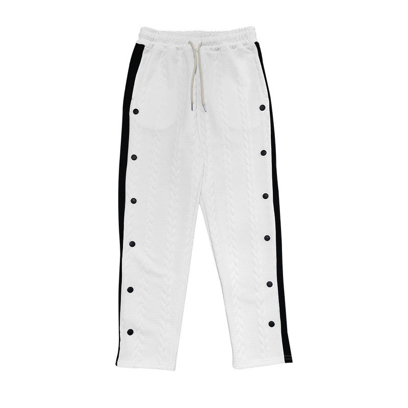 Herren Chino Hose Sportlich Elastisch Mit Druckknöpfen