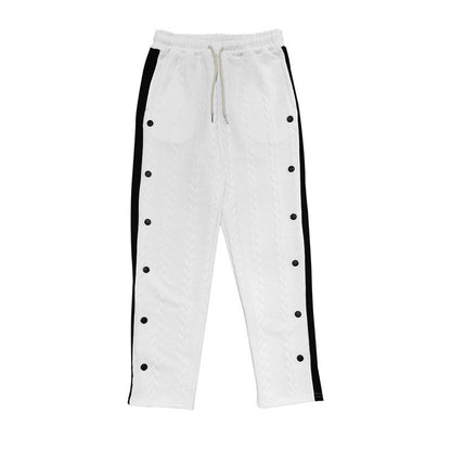 Herren Chino Hose Sportlich Elastisch Mit Druckknöpfen