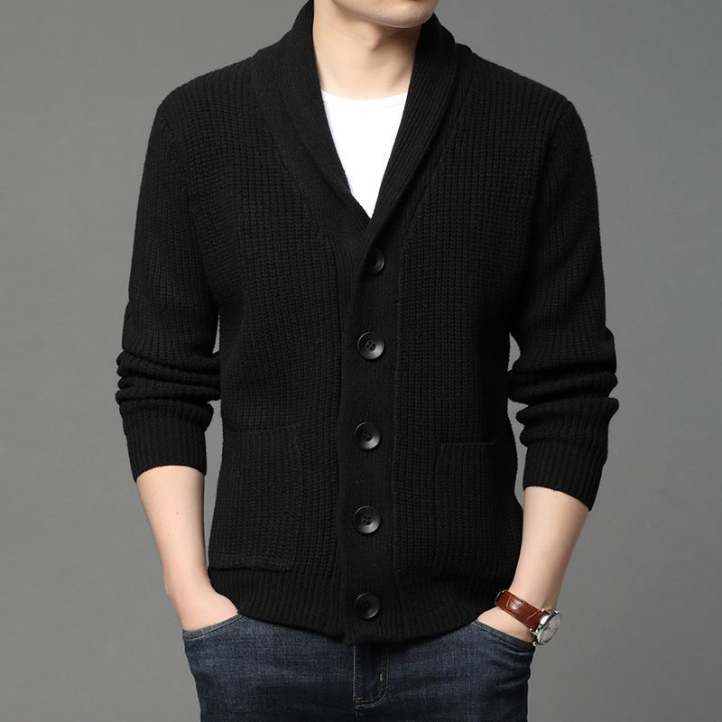 Herren Strickjacke mit praktischen Taschen und geschlossenem Kragen