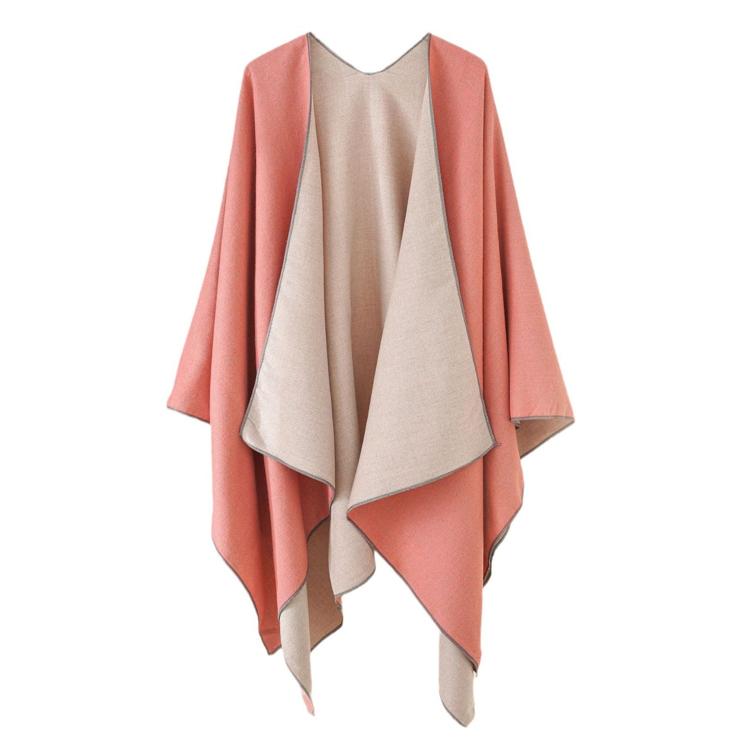 Damen Poncho Weich Wollmix Elegant Schwarz