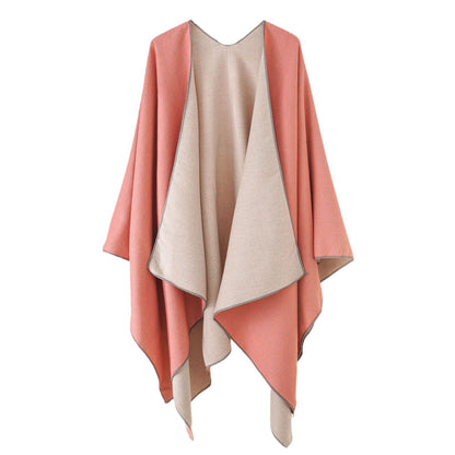 Damen Poncho Weich Wollmix Elegant Schwarz