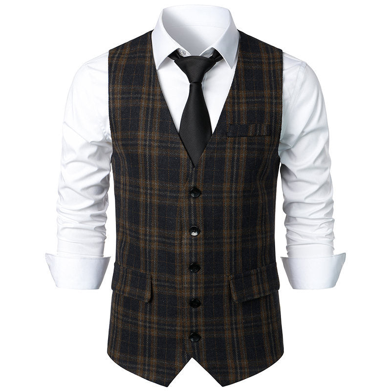 Herren Karoveste Elegant Schnitt Praktisch Mit Taschen