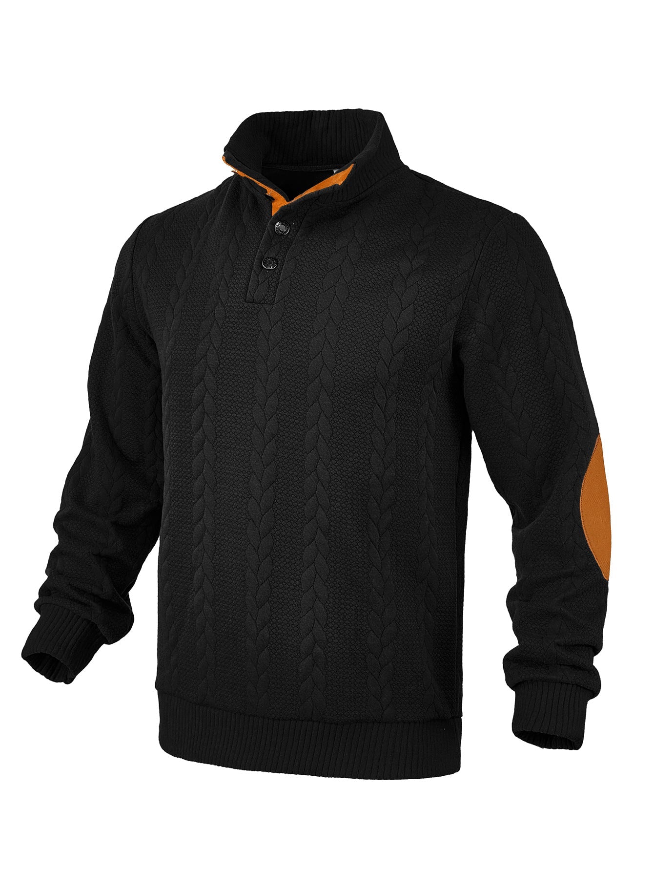 Herren Pullover Strukturiert Leder Akzente Modern