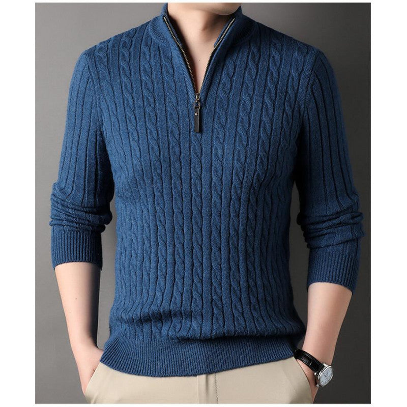 Herren Strickpullover Kabelmuster Elegant Langarm