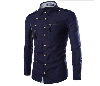 Herren Hemd Modern mit Taschen Hochwertig Elegant