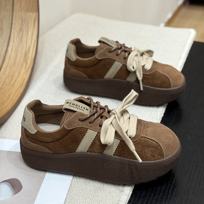 Damen Sneaker Weich Wildleder Dicke Sohle