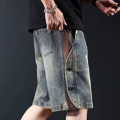 Herren Denim Shorts Knielang mit Kordelzug Bequem