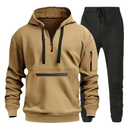 Herren Sport Hoodie Jogginghose Set Grau Sportlich