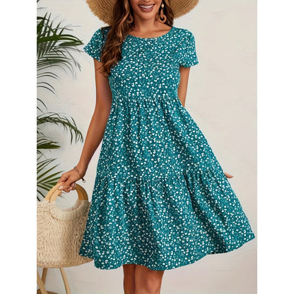 A-Linie Kleid Blumenmuster Damenkleid Elegant