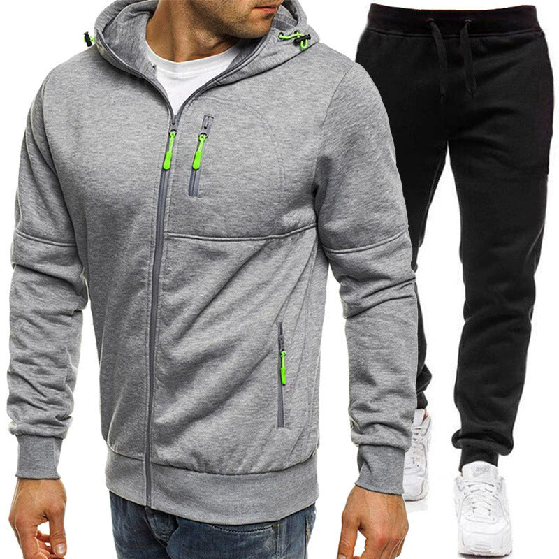 Herren Sportjacke Zip-Hoodie mit Reißverschlusstaschen Modern