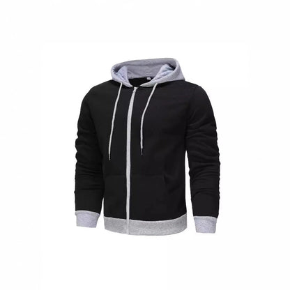 Herren Hoodie Zip mit Kontrastfarbe und Kängurutasche Sportlich - BerlinGlamour