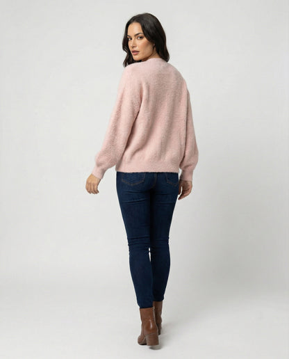 Damen Cardigan Oversize Flauschig V-Ausschnitt Modern