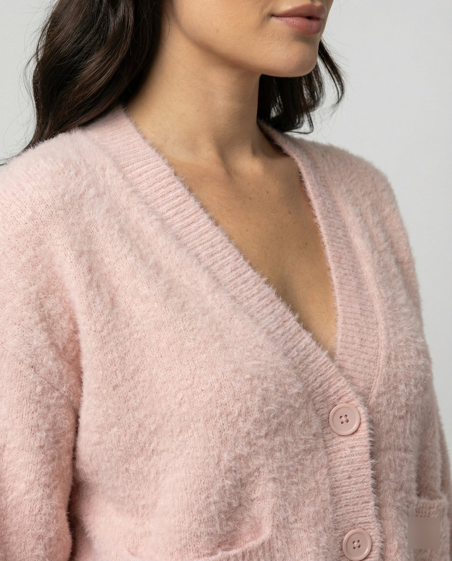 Damen Cardigan Oversize Flauschig V-Ausschnitt Modern
