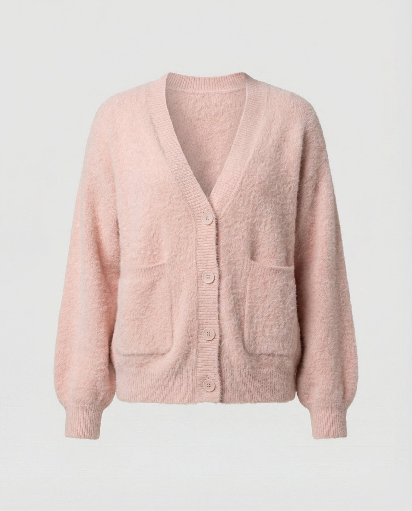 Damen Cardigan Oversize Flauschig V-Ausschnitt Modern