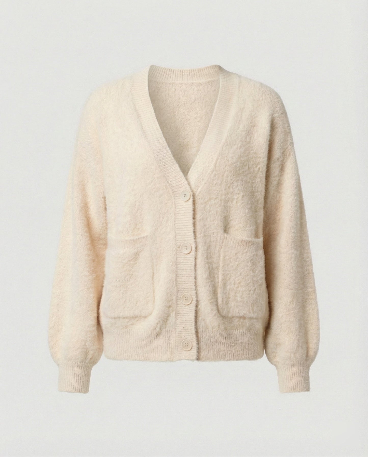 Damen Cardigan Oversize Flauschig V-Ausschnitt Modern