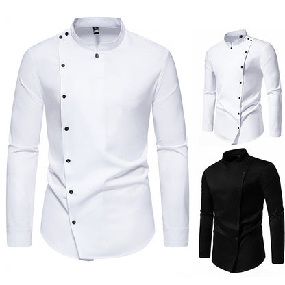 Herren Langarmhemd Modern Knopfdesign Slim Fit - BerlinGlamour