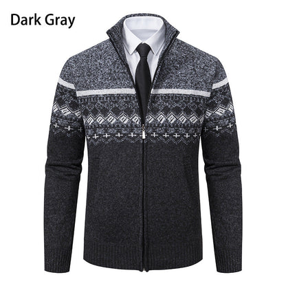 Herren Strickjacke Modern Hochkragen Grau