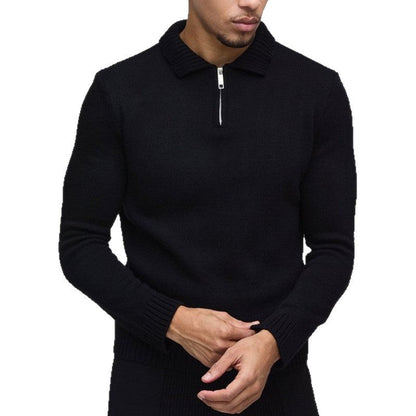 Herren Strickpullover Elegent Kurz Reißverschluss Rippstruktur